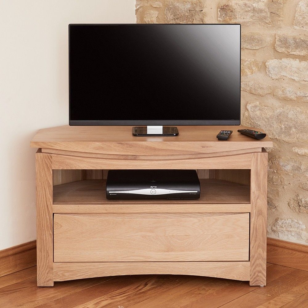 Roscoe Contemporary Corner Wooden Tv Stand In Oak Pertaining To Modern Corner Tv Stands (View 5 of 15)
