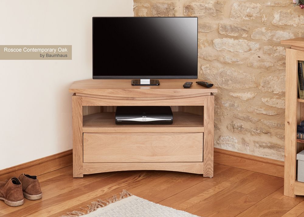 Roscoe Contemporary Oak Corner Television Cabinet – Furnmart® Inside Contemporary Oak Tv Cabinets (View 3 of 15)