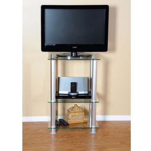 Rta Extra Tall Clear Glass And Aluminum 27 Tv Stand Tvm 005 Intended For Cheap Tall Tv Stands For Flat Screens (View 13 of 15)