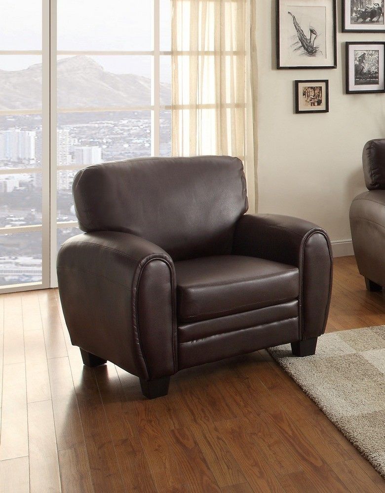 Rubin 3 Pc Dark Brown Bonded Leather Match Sofa Set Regarding 3pc Bonded Leather Upholstered Wooden Sectional Sofas Brown (View 2 of 15)