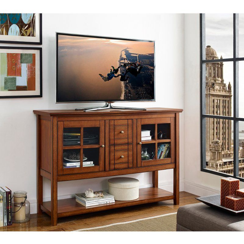 Rustic Brown Wood Tv Stand (52 Inch) | Rc Willey Furniture Inside Brown Tv Stands (View 5 of 15)