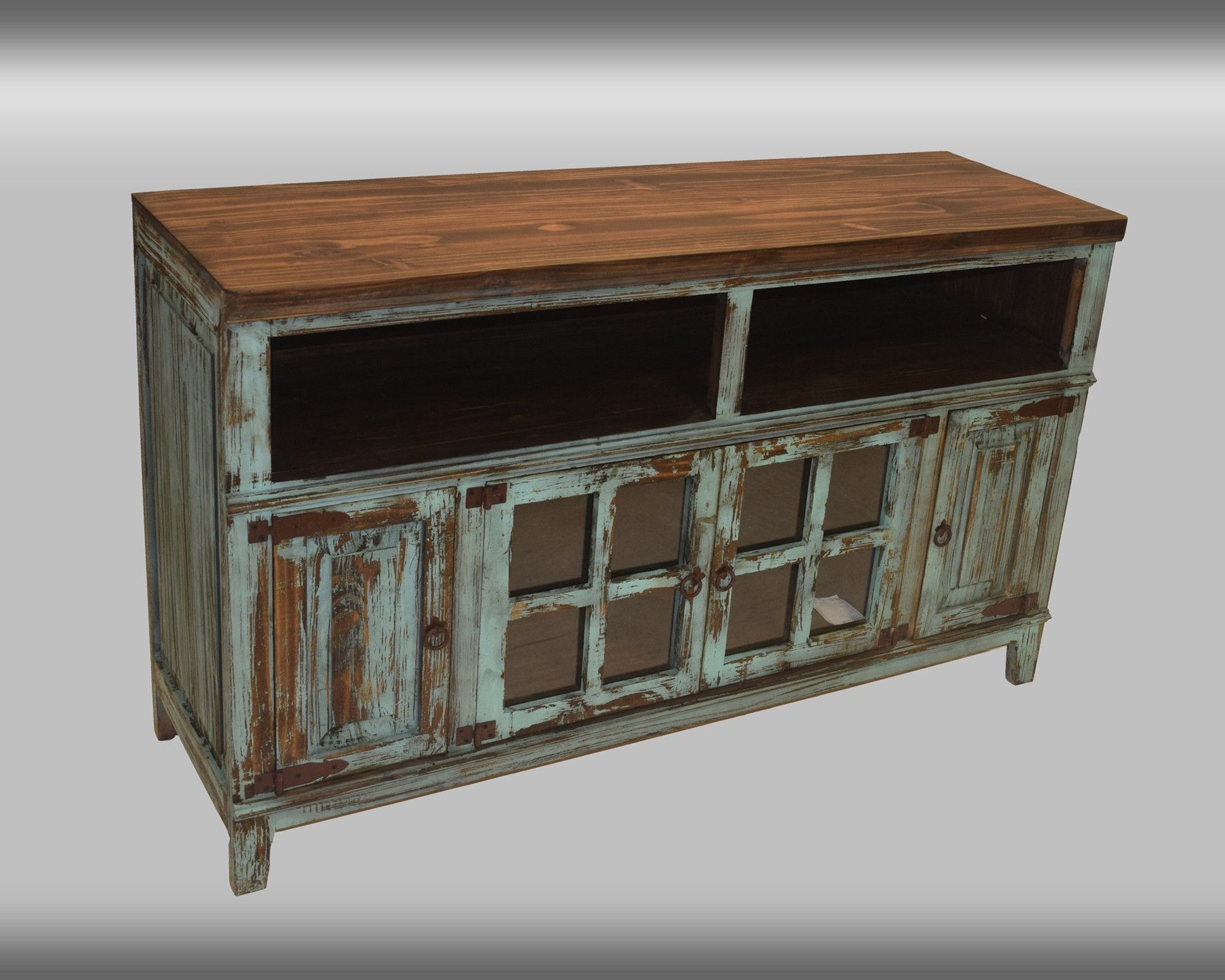Rustic Collection: Tv Console (antique, Black, Natural For Rustic Red Tv Stands (View 11 of 15)