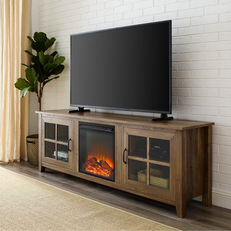 Rustic Farmhouse 70 Oak Wood Tv Stand With Glass Doors For Oak Tv Stands With Glass Doors (View 7 of 15)
