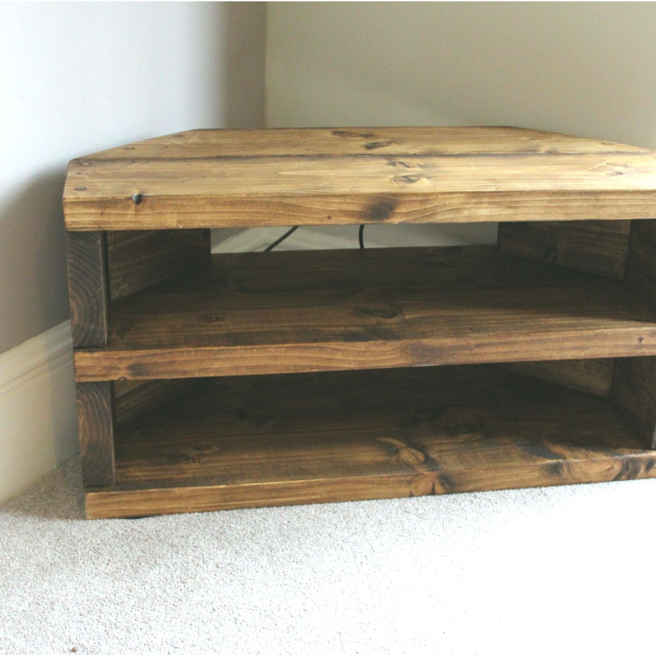 Rustic Handcrafted Chunky Reclaimed Corner Tv Unit Stand With Chunky Wood Tv Unit (View 5 of 15)