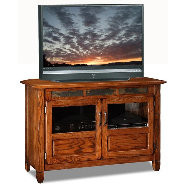 Rustic Oak/slate 46 Inch Tv Stand & Media Console – Free Within Tribeca Oak Tv Media Stand (View 12 of 15)