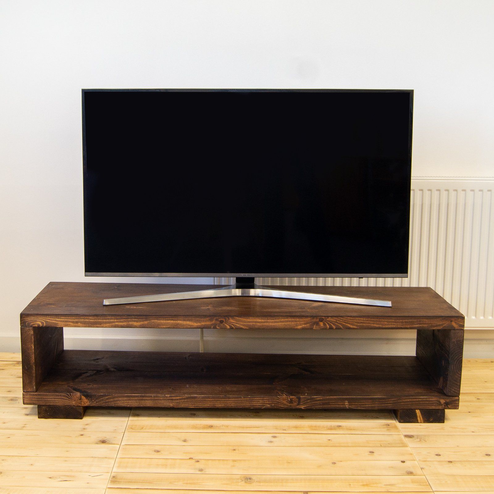 Rustic Solid Pine Tv Stand Handmade With Wooden Legs Tv001 With Regard To Rustic Furniture Tv Stands (View 9 of 15)