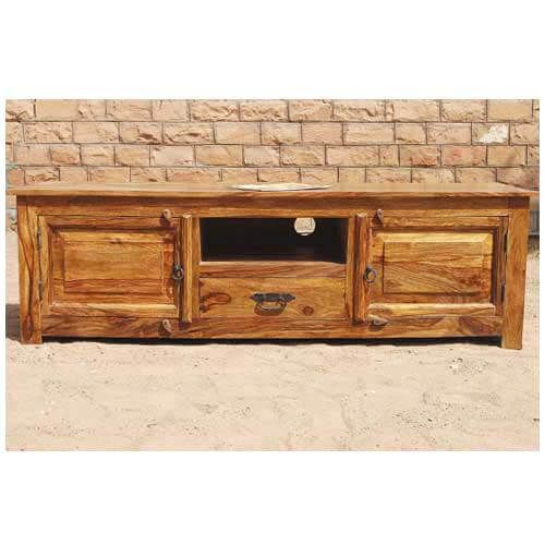 Rustic Solid Wood Long Appalachian Tv Stand Entertainment Throughout Long Oak Tv Stands (View 10 of 15)
