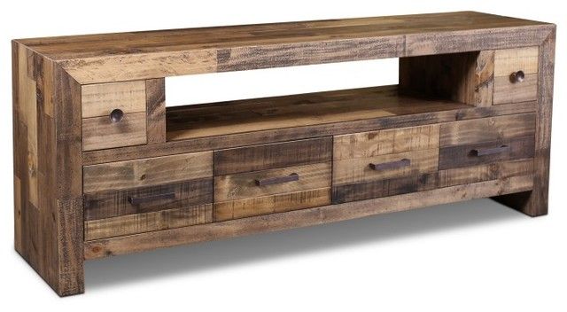 Rustic Style Fulton Tv Stand, 72" – Rustic – Entertainment Pertaining To Fulton Tv Stands (View 4 of 15)