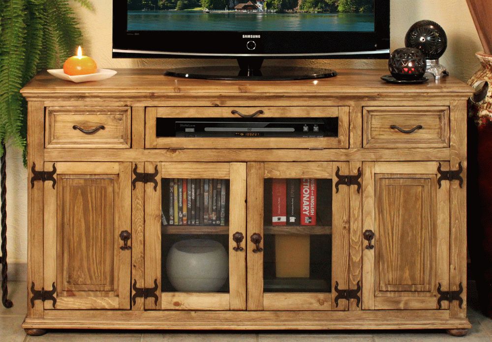 Rustic Tv Stand, Rustic Tv Console, Pine Wood Tv Cabinet Pertaining To Rustic Country Tv Stands In Weathered Pine Finish (View 7 of 15)