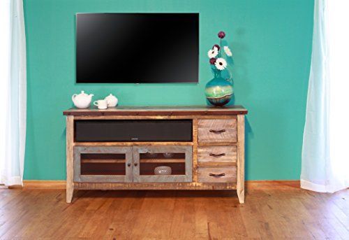 Rustic Western 60" Reclaimed Look Multi Colored Louvered With Regard To Jackson Corner Tv Stands (View 3 of 15)