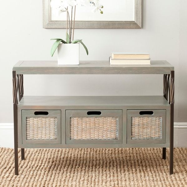 Safavieh Joshua Ash Grey Tv Stand – On Sale – Overstock With Regard To Farmhouse Woven Paths Glass Door Tv Stands (View 6 of 15)