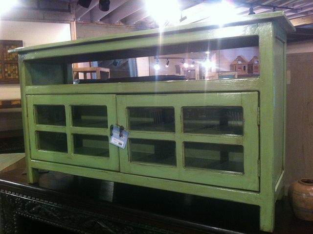 Sage Green Mahogany Glass Front Tv Stand $399 | Tv Stand Throughout Green Tv Stands (Photo 10 of 15)