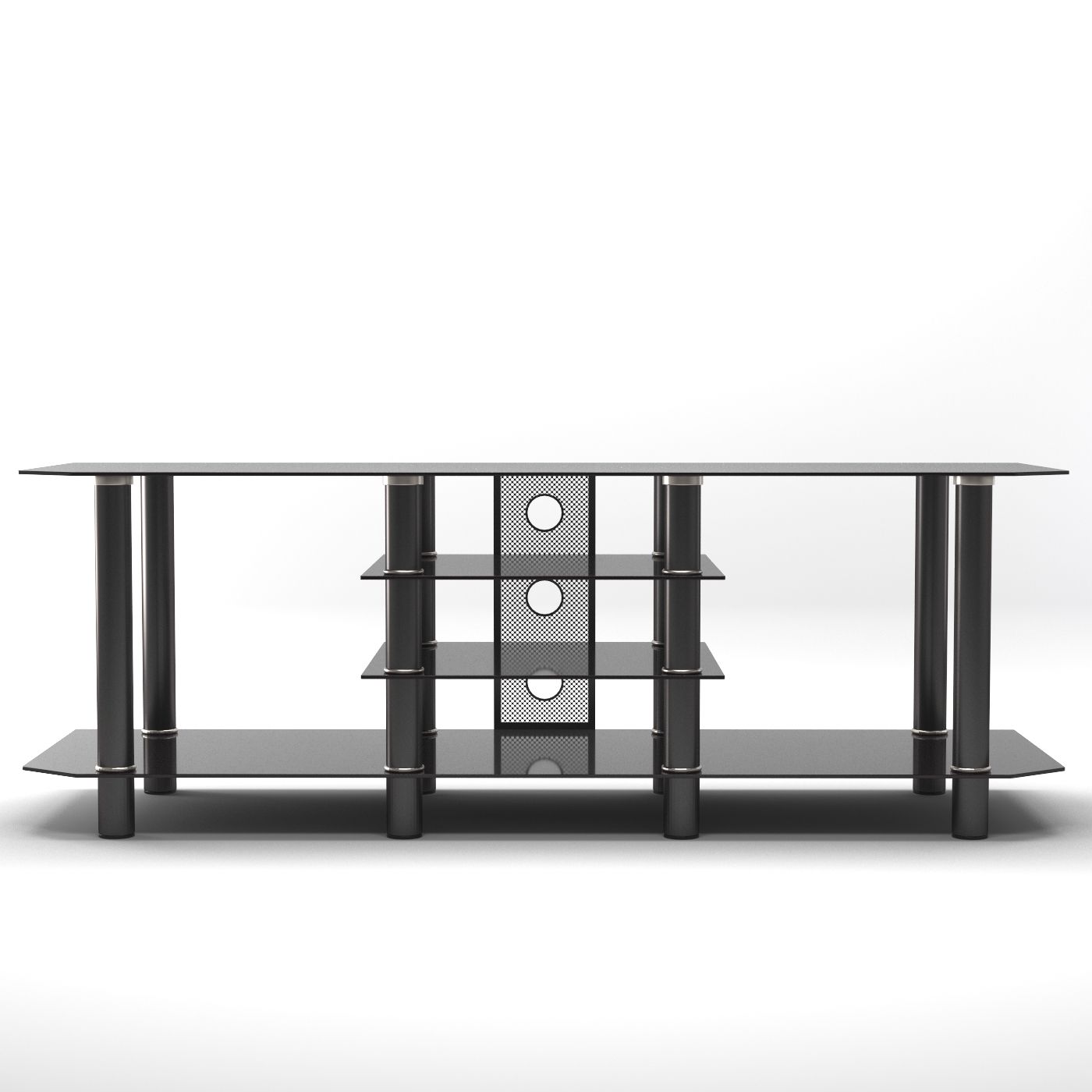 Salerno 60 Inch Glass Tv Stand In Black Pertaining To Glass Shelves Tv Stands For Tvs Up To 60" (View 13 of 15)