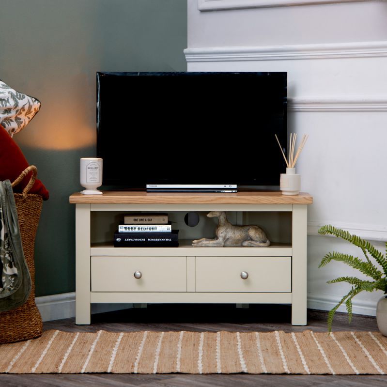 Salisbury Ivory Painted Oak Corner Tv Unit For Compton Ivory Corner Tv Stands (View 5 of 15)