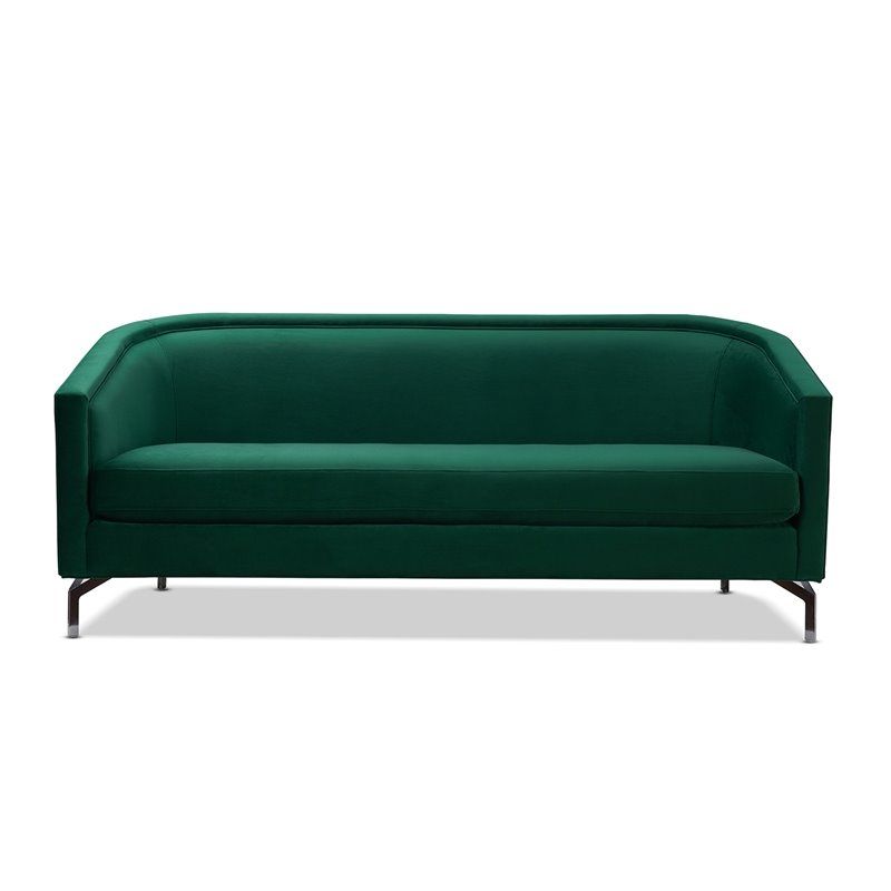 Sandy Wilson Home Annette Modern Sofa With Polished Metal With Annette Navy Sofas (View 1 of 15)
