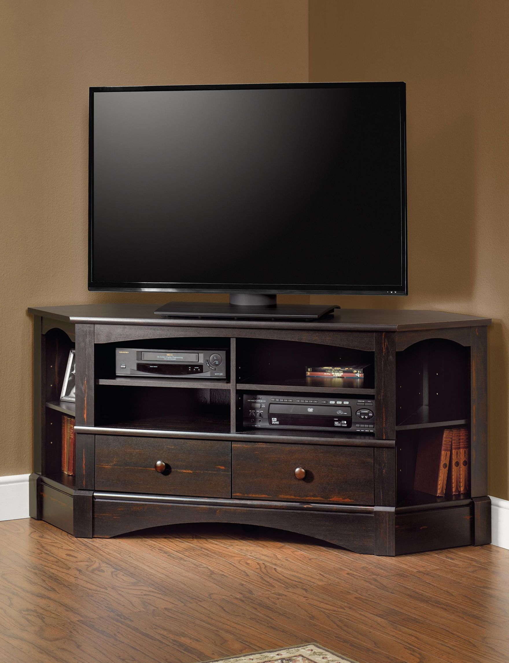 Sauder Brown Tv Stands & Entertainment Centers Living Room With Regard To Corner Entertainment Tv Stands (View 1 of 15)