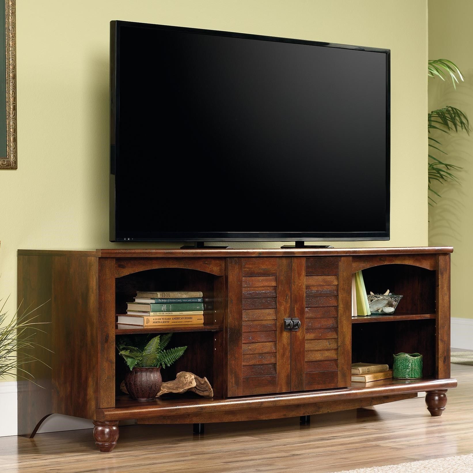 Sauder Harbor View 62" Louver Door Entertainment Credenza Pertaining To Harbor Wide Tv Stands (View 15 of 15)