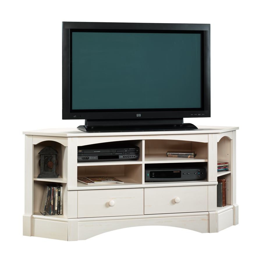 Sauder Harbor View Antiqued White Corner Tv Stand At Lowes Intended For Opod Tv Stand White (View 11 of 15)