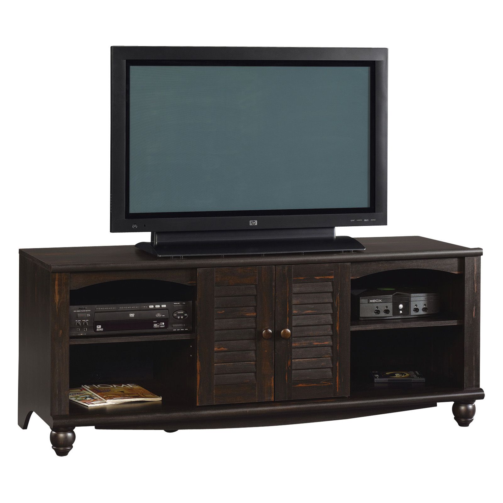 Sauder Harbor View Entertainment Credenza – Antiqued Paint Within Painted Tv Stands (View 8 of 15)