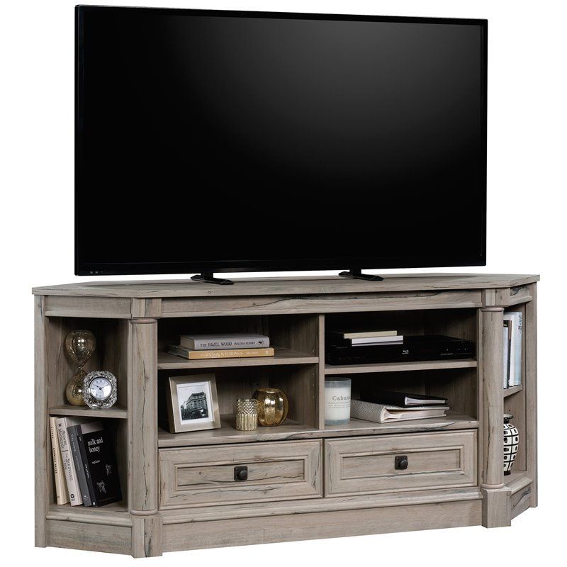 Sauder Palladia Contemporary Wood 60" Corner Tv Stand In For Modern Corner Tv Stands (View 11 of 15)