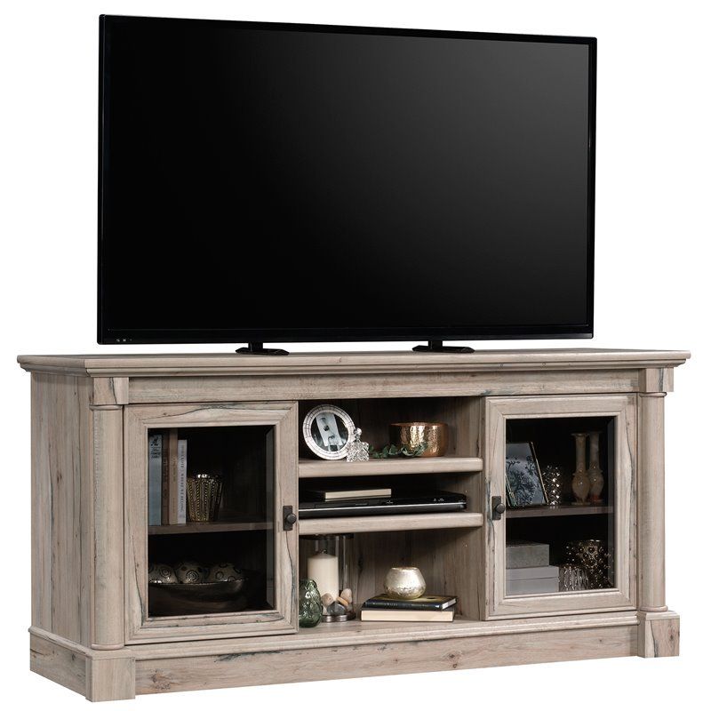 Sauder Palladia Contemporary Wood 60" Tv Stand In Split For 60&quot; Corner Tv Stands Washed Oak (View 7 of 15)