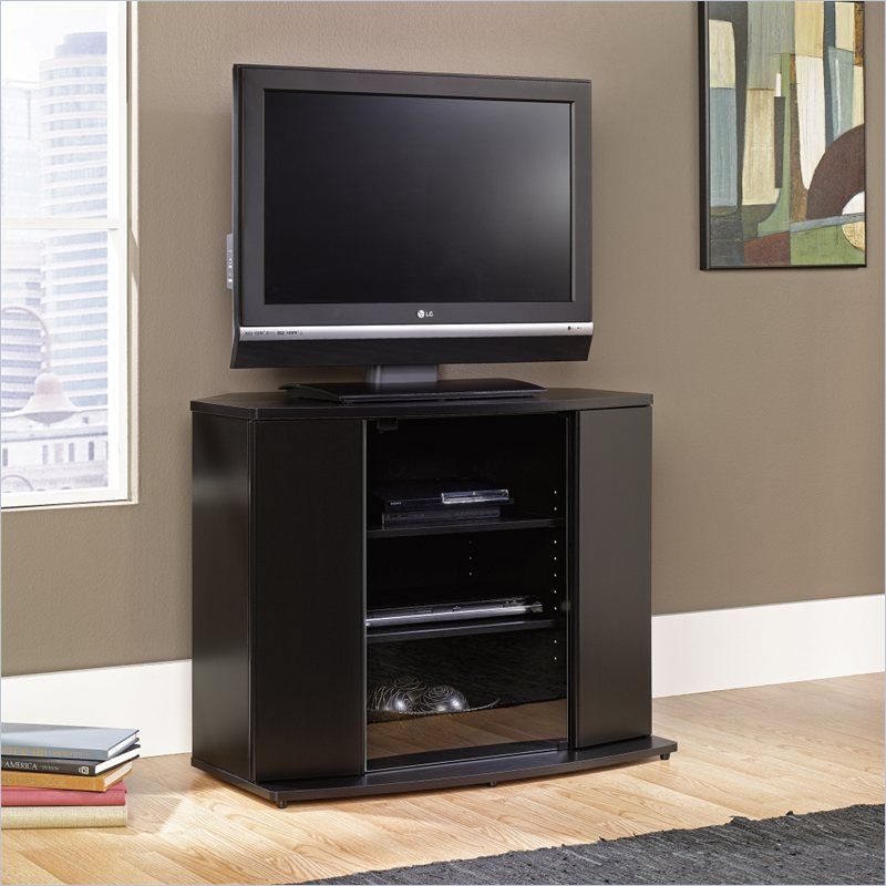 Sauder Select Corner Black Tv Stand | Ebay In Black Tv Cabinets With Doors (View 8 of 15)