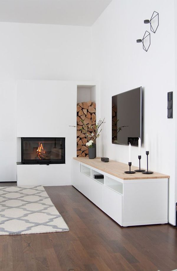Scandinavian Tv Stand Design With Modern Fireplace Throughout Scandinavian Design Tv Cabinets (View 15 of 15)