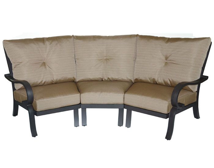 Scarlett 3pc Curved Sofa With Cushions | Patio Furniture Plus Within Scarlett Blue Sofas (View 5 of 15)