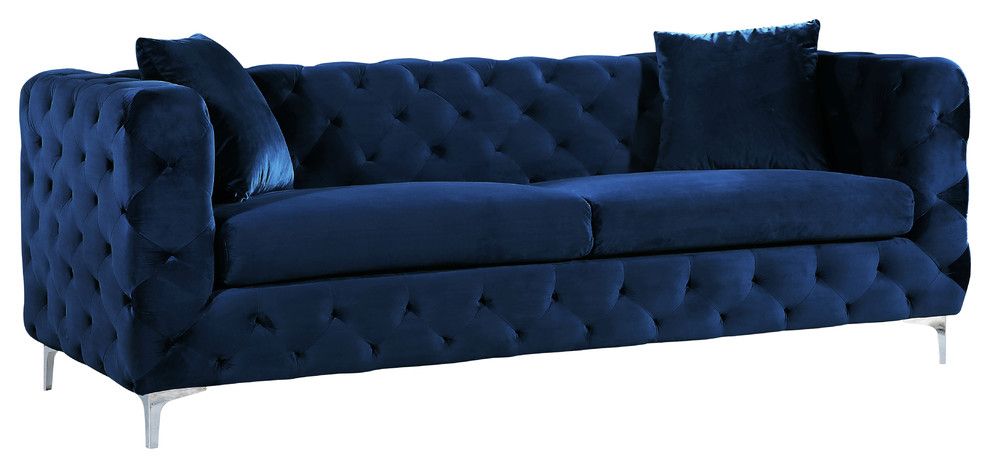 Scarlett Cream Velvet Sofa – Contemporary – Sofas – Within Scarlett Blue Sofas (View 9 of 15)