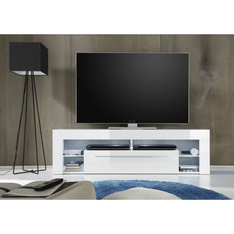 Score Tv Stand In White High Gloss With Led Lights – Tv Intended For Red Gloss Tv Unit (Photo 5 of 15)