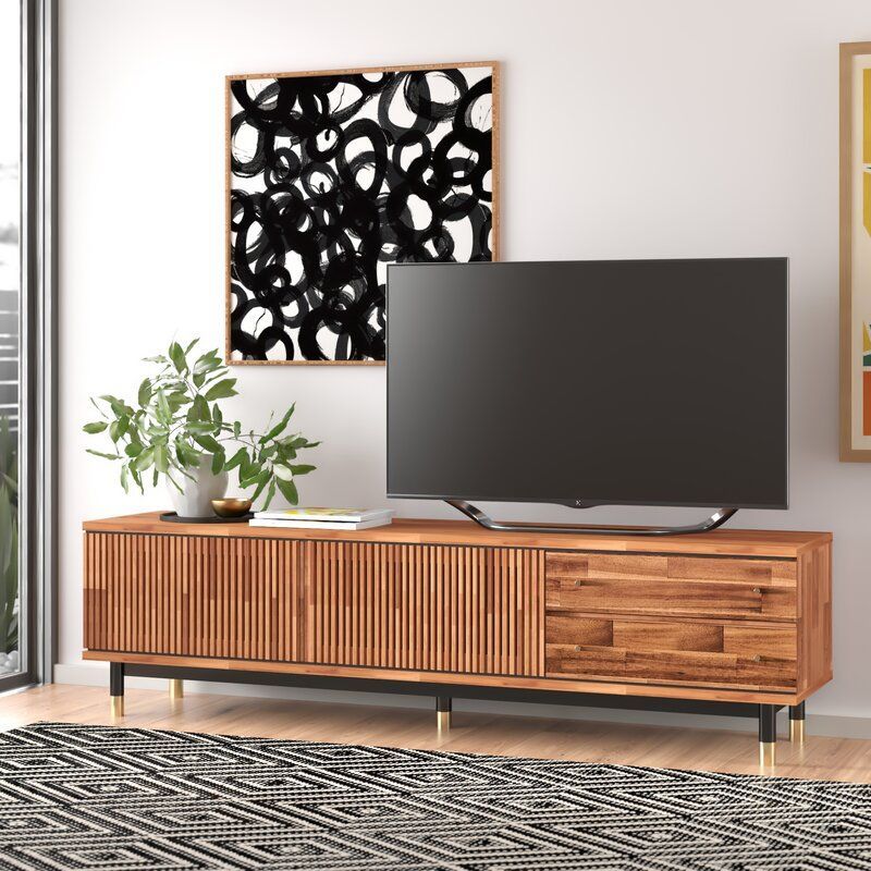 Scotty Solid Wood Tv Stand For Tvs Up To 78 Inches Inside Contemporary Oak Tv Stands (View 9 of 15)
