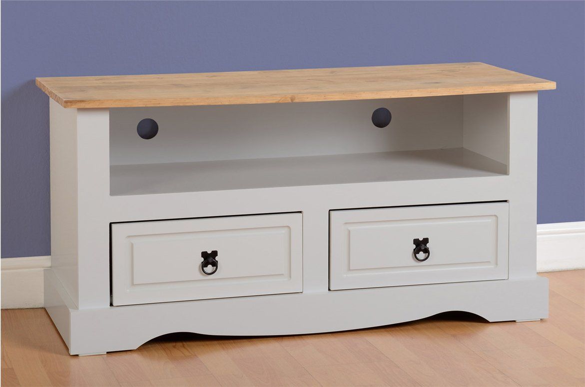 Seconique Corona 2 Drawer Tv Unit – Grey Pertaining To Corona Grey Corner Tv Stands (View 3 of 15)