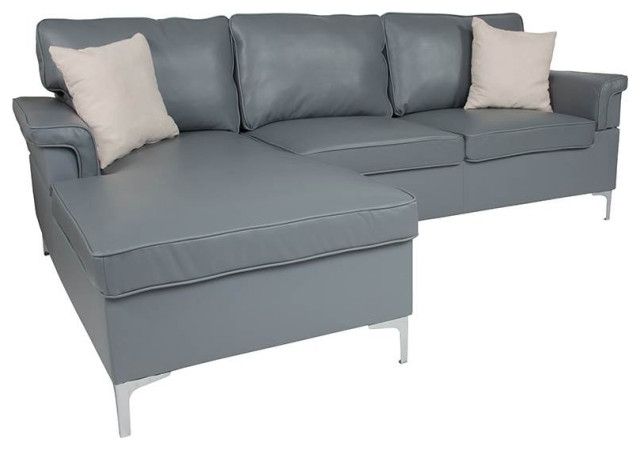 Sectional With Left Side Facing Chaise In Gray Throughout Element Left Side Chaise Sectional Sofas In Dark Gray Linen And Walnut Legs (Photo 13 of 15)