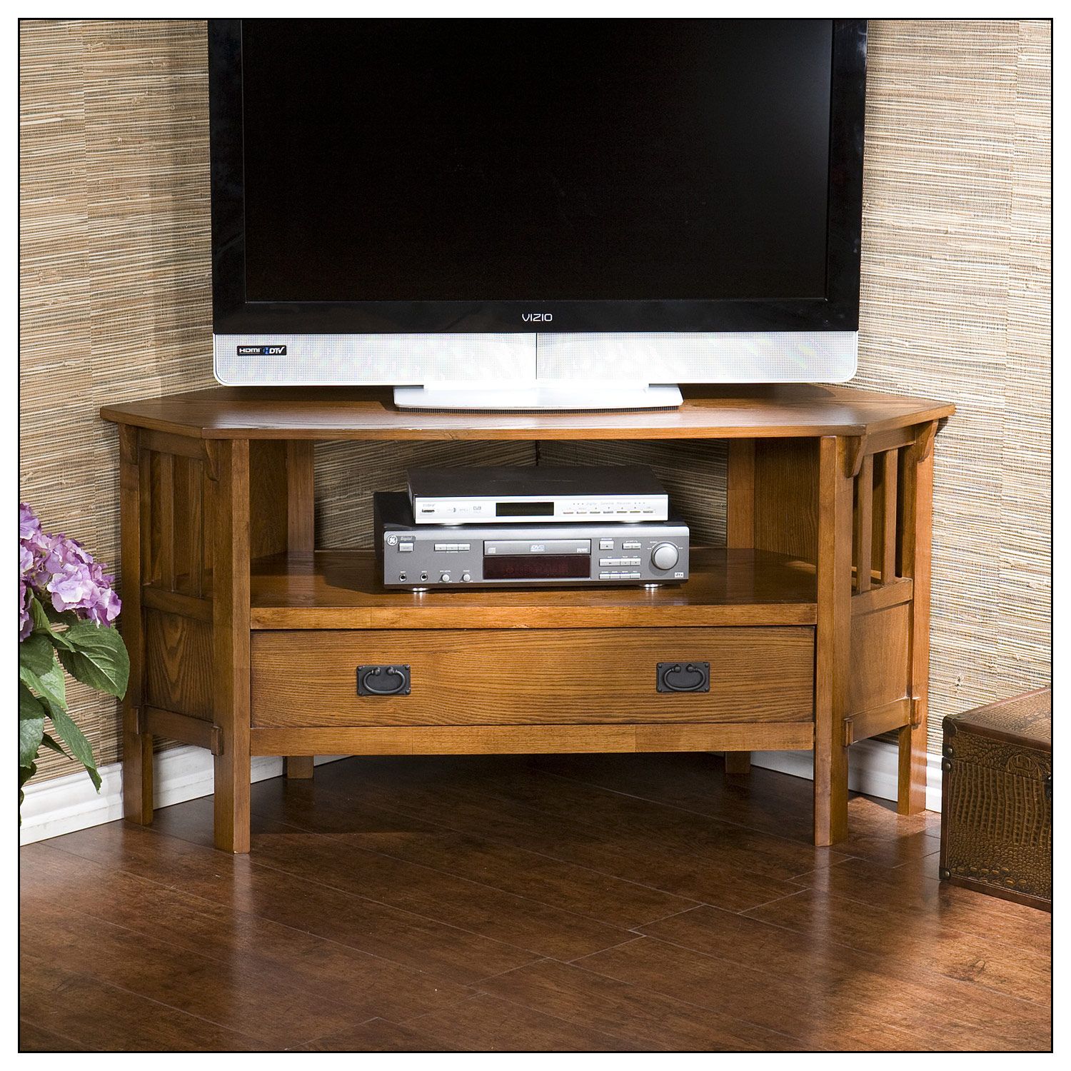 Sei Corner Tv Stand For Most Flat Panel Tvs Up To 47" Dark For Corner Tv Stands 46 Inch Flat Screen (Photo 1 of 15)