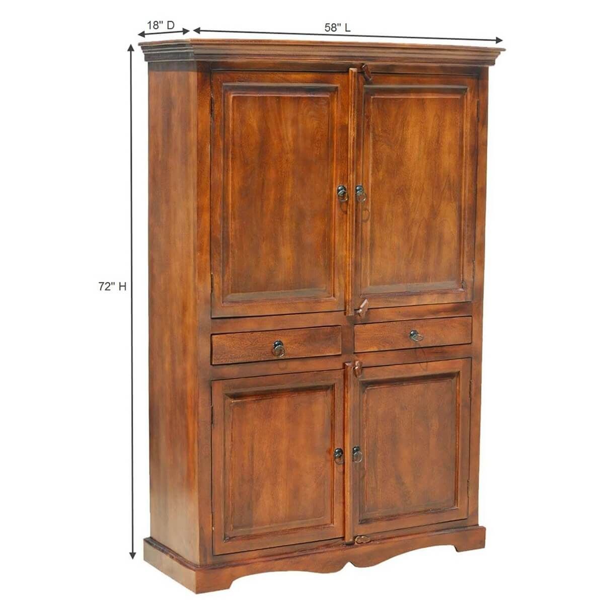 Shaker Classic Solid Mango Wood Large Tv Armoire With Intended For Wood Tv Armoire (Photo 5 of 15)