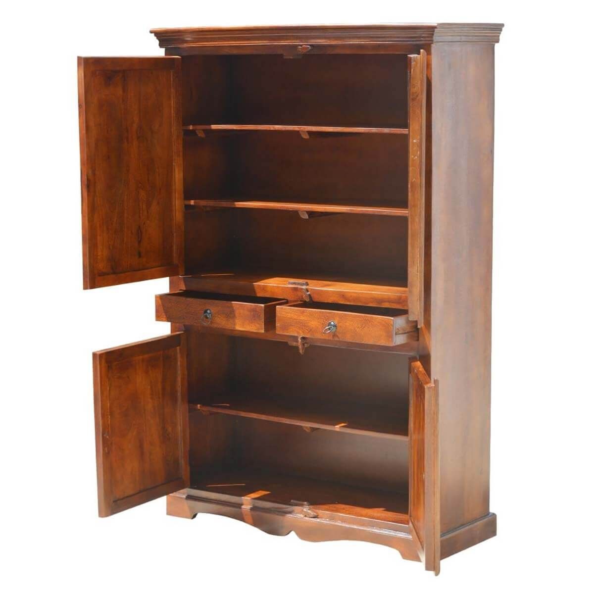 Shaker Classic Solid Mango Wood Large Tv Armoire With With Regard To Wood Tv Armoire (Photo 6 of 15)