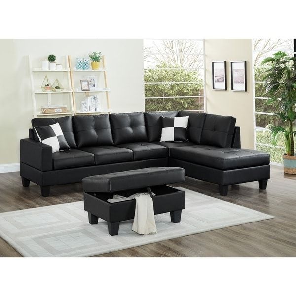 Shop 3 Piece Faux Leather Right Facing Sectional Sofa Set With 3pc Faux Leather Sectional Sofas Brown (View 9 of 15)