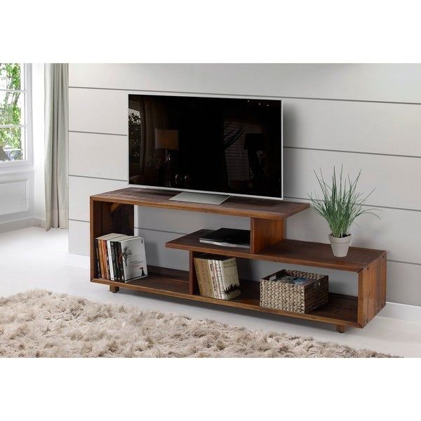 Shop 60" Solid Wood Asymmetrical Tv Stand Console – 60 X For Low Oak Tv Stands (View 10 of 15)