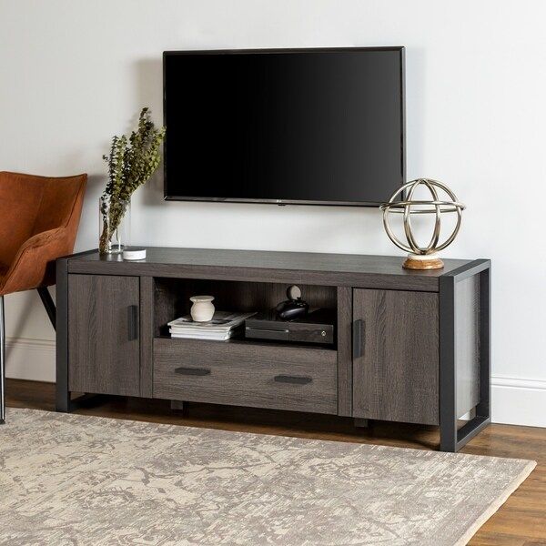 Shop 60" Urban Blend Tv Stand Console – Charcoal – Free Inside Urban Rustic Tv Stands (View 15 of 15)