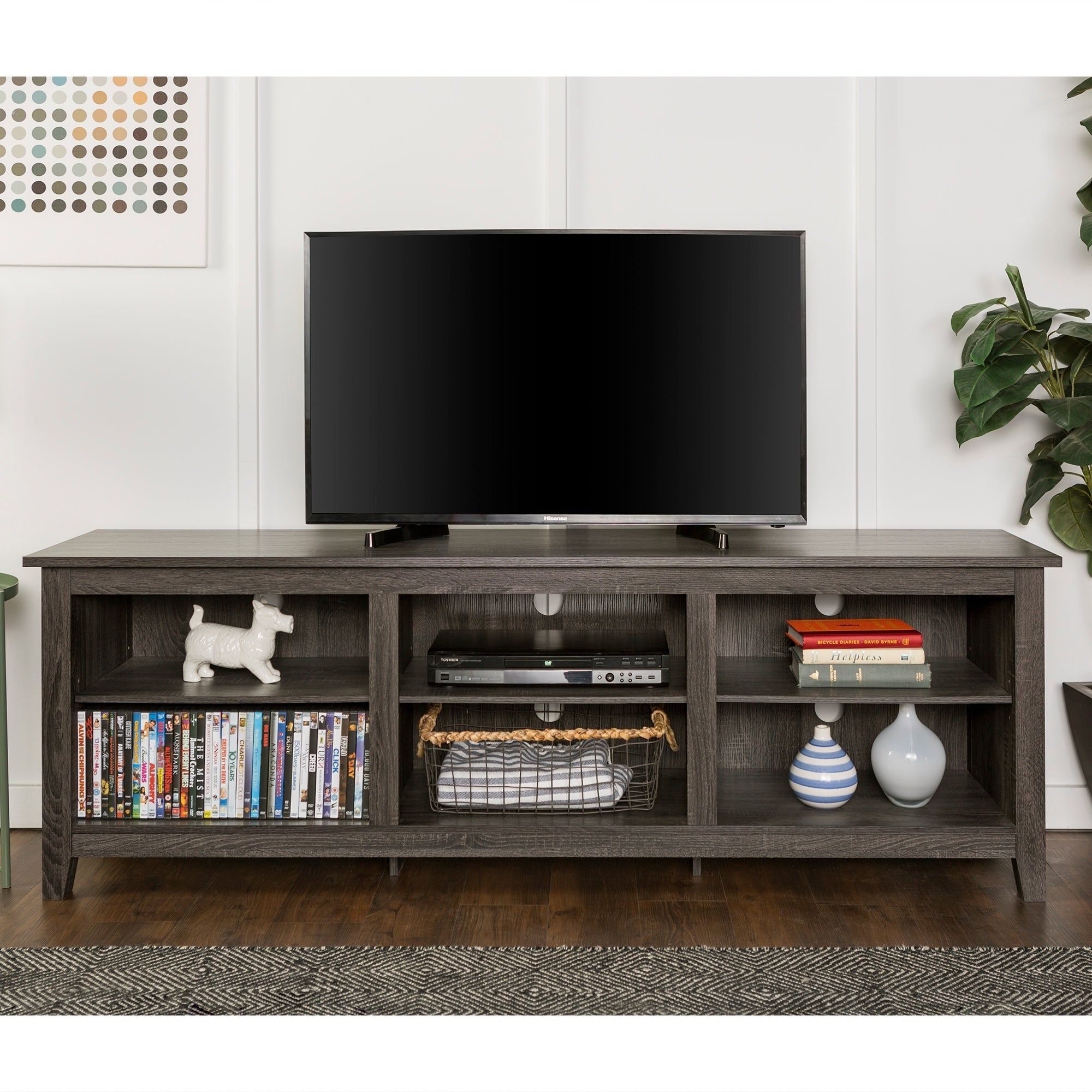 Shop 70 Inch Wood Media Tv Stand – Charcoal – Free Regarding Cheap Tv Table Stands (Photo 1 of 15)