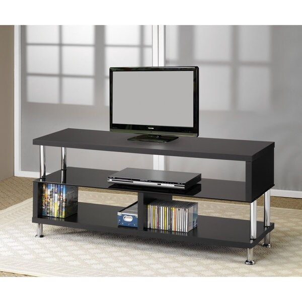 Shop Coaster Company Black And Chrome Tv Stand – Free Throughout Freya Corner Tv Stands (View 5 of 15)