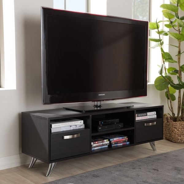 Shop Contemporary Dark Brown Finished Wood Tv Stand In Dark Wood Tv Stands (Photo 12 of 15)