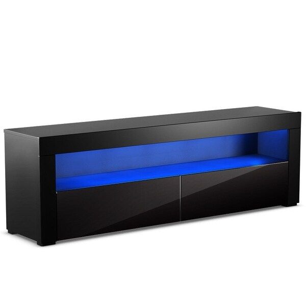 Shop Costway High Gloss Tv Stand Unit Cabinet Console Regarding Cream High Gloss Tv Cabinet (View 14 of 15)