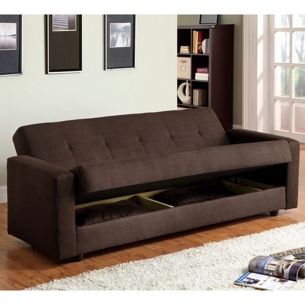 Shop Furniture Of America Cozy Microfiber Futon Sofa Bed Regarding Liberty Sectional Futon Sofas With Storage (View 12 of 15)