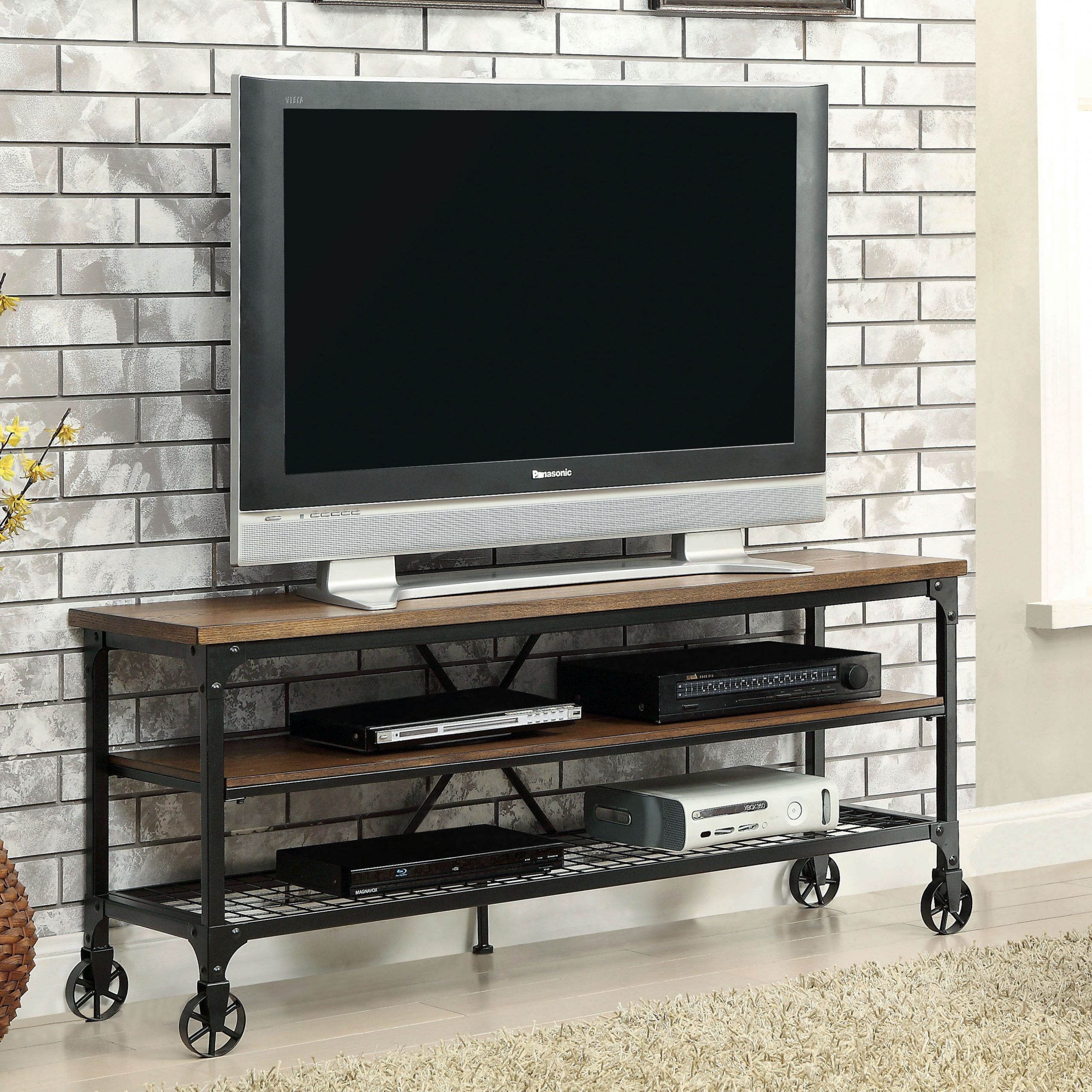 Shop Furniture Of America Daimon Industrial Medium Oak Tv Throughout Industrial Tv Stands (View 9 of 15)