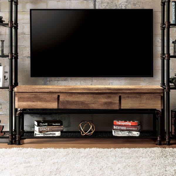 Shop Furniture Of America Wini Industrial 60 Inch Black Inside Industrial Tv Stands (View 8 of 15)