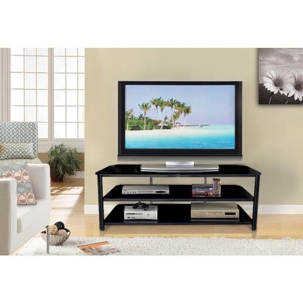 Shop Innovex Stanford 55 Inch Black Tv Stand – Overstock Inside Basie 2 Door Corner Tv Stands For Tvs Up To 55&quot; (View 12 of 15)