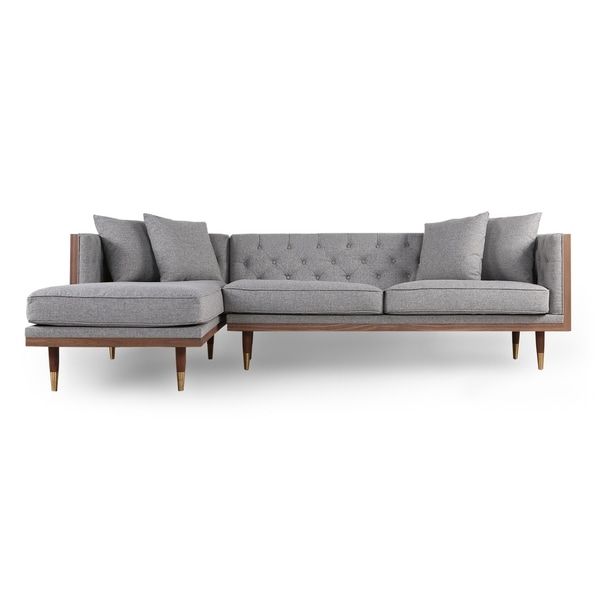 Shop Kardiel Woodrow Neo Mid Century Modern Sofa Sectional Inside Somerset Velvet Mid Century Modern Right Sectional Sofas (View 8 of 15)