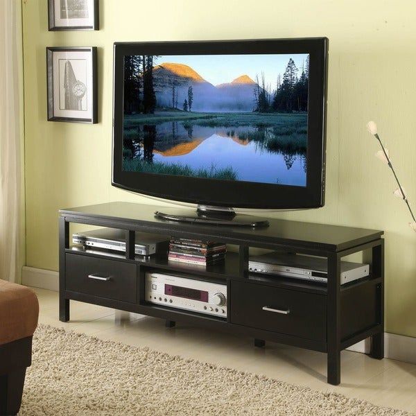 Shop Linon Taylor Modern Plasma Tv Stand In Jet Black Throughout Modern Plasma Tv Stands (View 9 of 15)