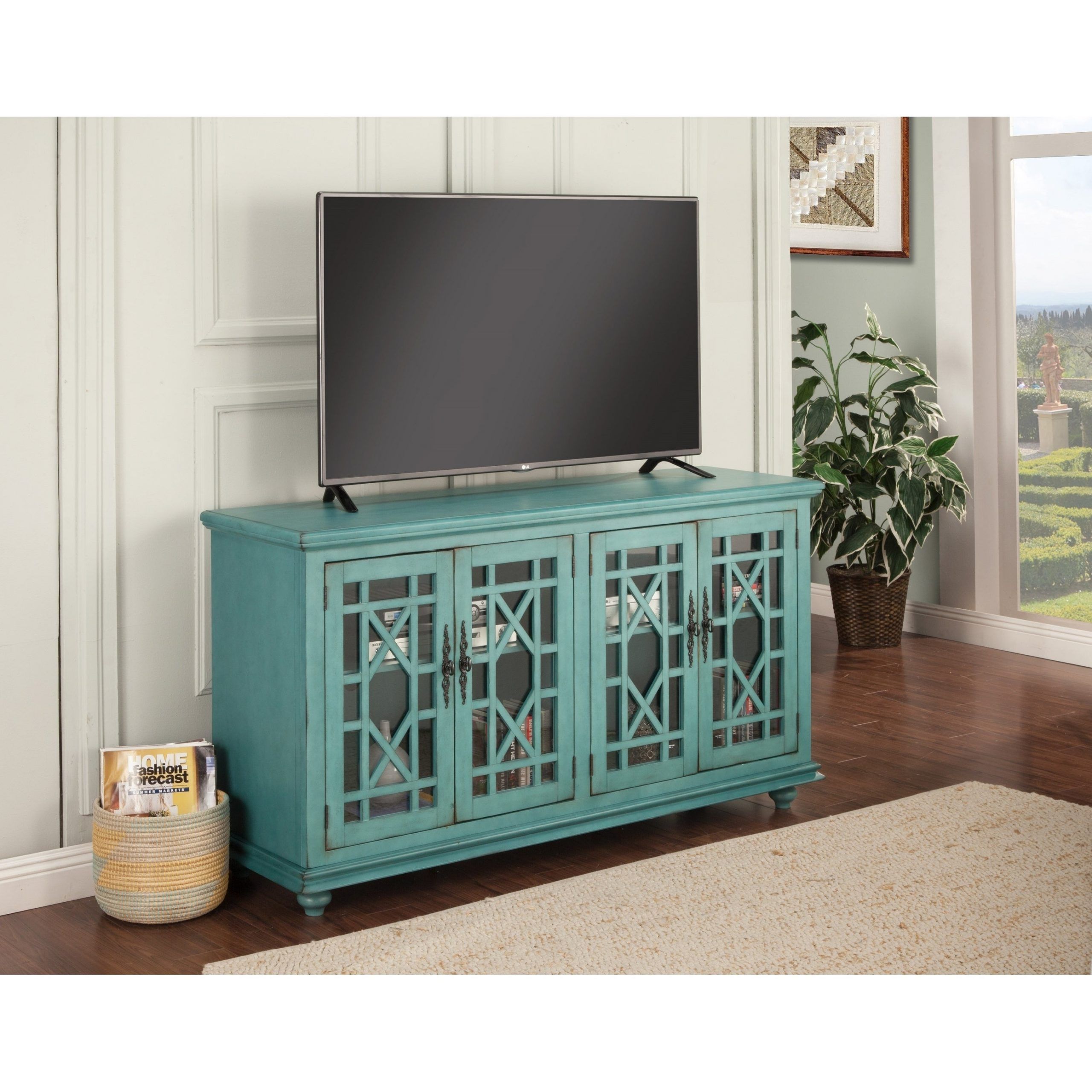 Shop Martin Svensson Home Elegant Collection 63" Tv Stand Intended For Glass Front Tv Stands (View 6 of 15)